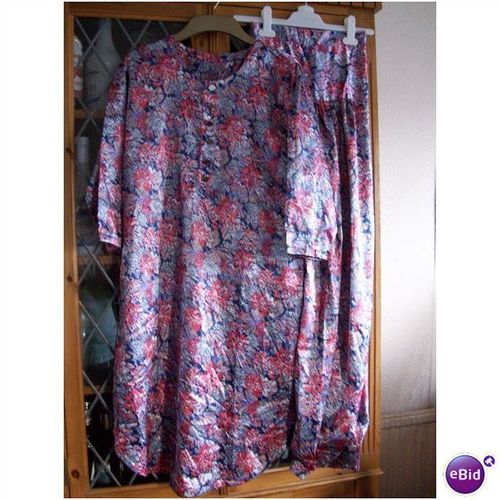 PURPLE FLORAL INDIAN TUNIC TOP & TROUSERS UK8 **GC**