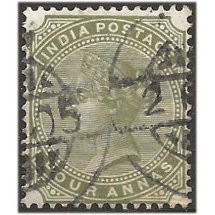 India 1885 SG95 4a Olive-Green Fine Used . .. .