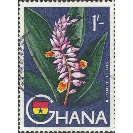 GHANA, FLOWER, Shell ginger, Alpinia zerumbet, blue 1959, 1/-, #3
