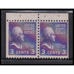 807 3c Thomas Jefferson Fine MNH BPS Hor Pair KA7408