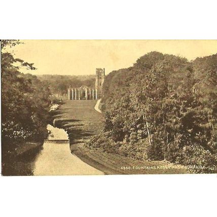 Yorkshire FOUNTAINS ABBEY Postcard (Photochrom 4980)