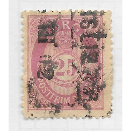 NORWAY 1893 CLASSIC POSTHORN SERIF 25ore PURPLE USED OBLONG BOX PMK