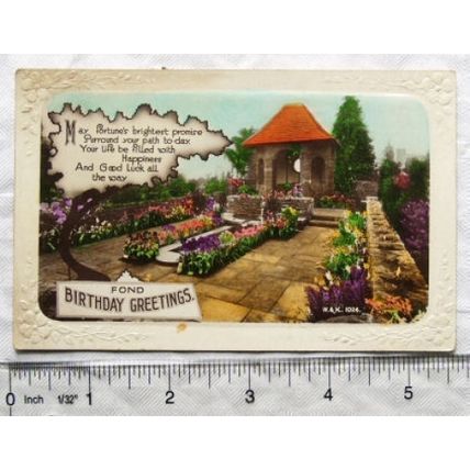 vintage postcard Fond Birthday Greetings