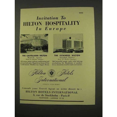1956 Hilton Hotel Ad - Castellana, Istanbul