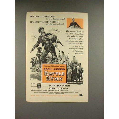 1957 Battle Hymn Movie Ad w/ Rock Hudson!