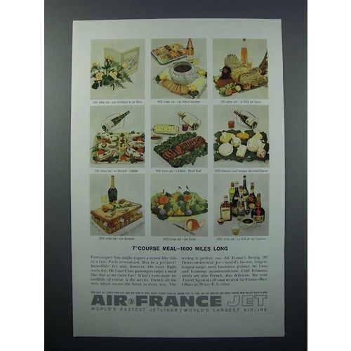 1960 Air France Ad - 7 Course Meal 1600 Miles Long