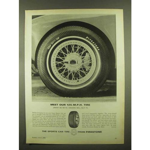 1965 Firestone Super Sports 500 Tires Ad - 125MPH