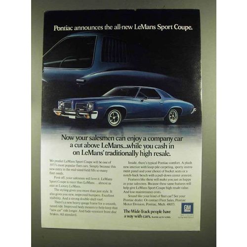 1973 Pontiac LeMans Sport Coupe Ad - Salesmen Can Enjoy