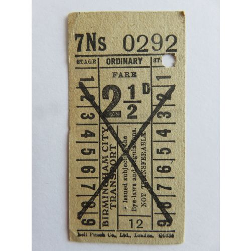 Birmingham City Transport Bus Ticket