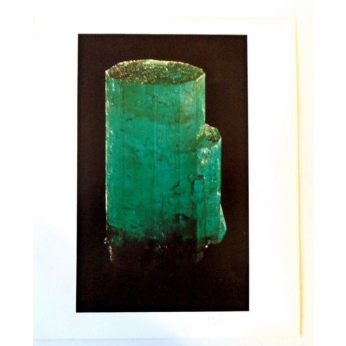 Vintage Emerald Rock Mineral Crystal Print Litho Gemstone Gemology Jewelry Art