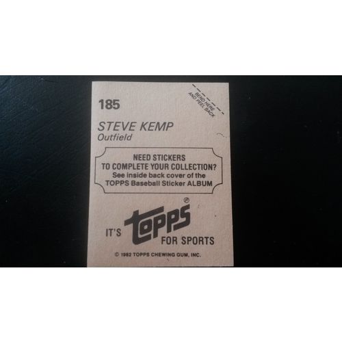 1982 Topps Stickers Card # 185 Steve Kemp Excellent (5) Detroit Tigers