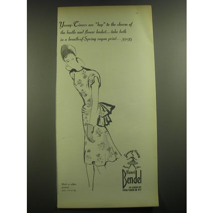 1946 Henri Bendel Dress Ad - Young-Timers are hep to the charm of the bustle