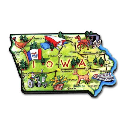 Iowa The Hawkeye State Artwood Jumbo Fridge Magnet