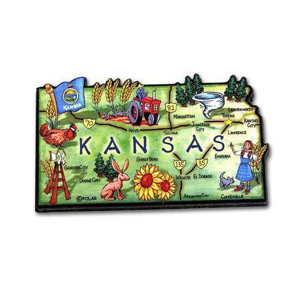 Kansas The Sunflower State Artwood Jumbo Fridge Magnet
