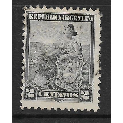 ARGENTINA 1899 LIBERTY - SHIELD 2c GREY SG 223 FINE USED