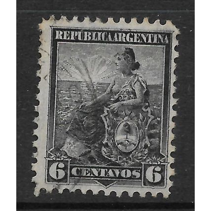 ARGENTINA 1899 LIBERTY - SHIELD 6c BLACK SG 277 FINE USED