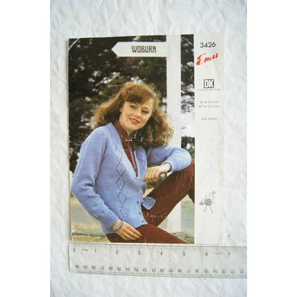 Vintage: Emu 3426 cardigan, DK, 32-42 inch, 81-109 cm