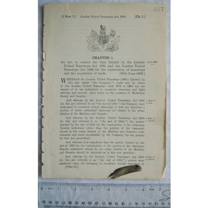 1905 Act of Parliament: London United Tramways