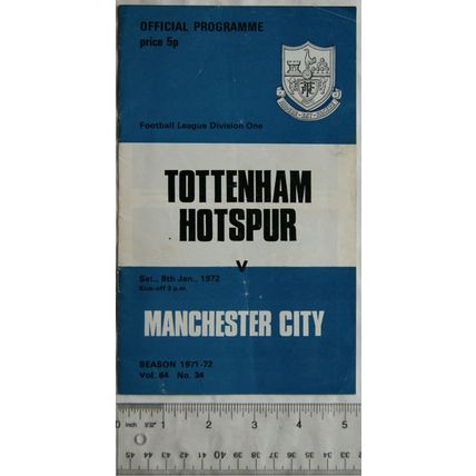 1972 programme Tottenham Hotspur v. Manchester City