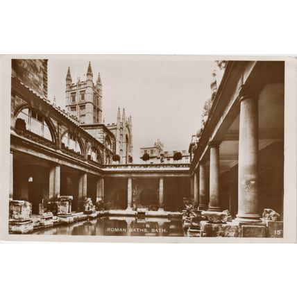 Real photograph postcard #15 Roman Baths, Bath. 1933