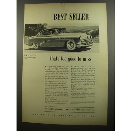 1952 Buick Riviera Car Ad - Best seller that's too good to miss