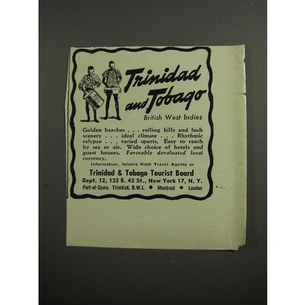 1953 Trinidad & Tobago Tourist Board Advertisement