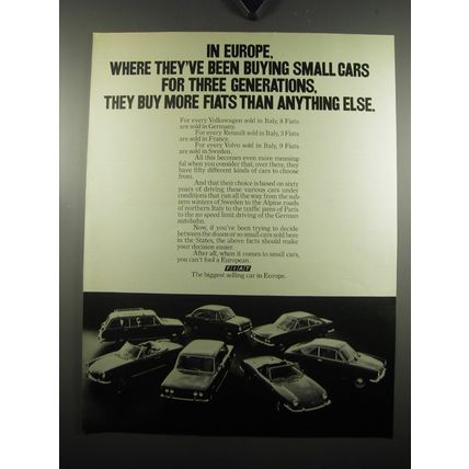 1971 Fiat Cars Advertisement - In Europe, where they've been buying small cars