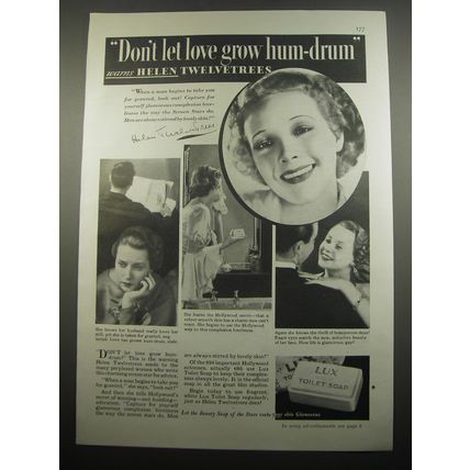 1933 Lux Toilet Soap Ad - Helen Twelvetrees - Don't let love grow hum-drum