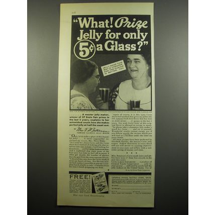 1932 Certo Pectin Ad - What! Prize jelly for only 5¢ a glass?