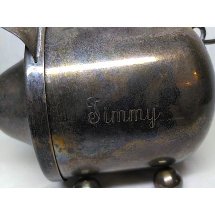 Tin/Metal Piggy Bank Curly Tail - Oneida Silversmiths 5 1/2" x 4" - Adorable!