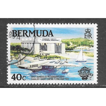 BERMUDA SG467 SHORT EMPIRE FLYING BOAT CAVALIER 1st FLIGHT 40c USED CDS IMPERIAL