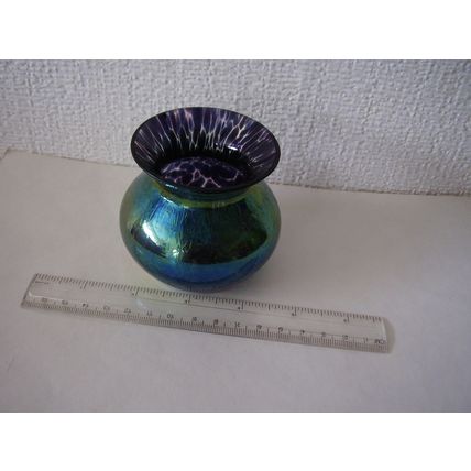 Vintage Heron Glass Small Posy Vase Iridescent Blue Tones