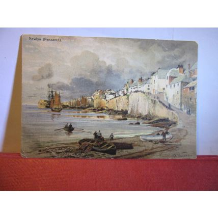 NEWLYN, PENZANCE, CORNWALL unused vintage postcard painting =