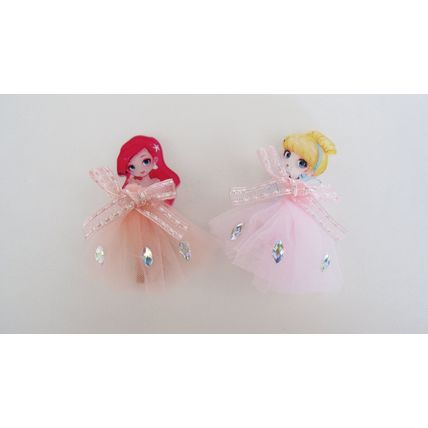 Two childrens princess fairy tale doll dress alligator hair clip barrettes