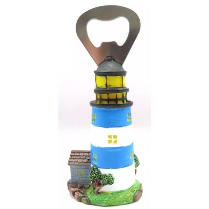 Lighthouse Bottle Opener Light Blue & White Striped 9 CM Home Decor Drinks Gift