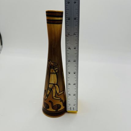 Studio Anna Australia Art Pottery Hand Painted Bud Vase Signed 8.5” Kangaroo