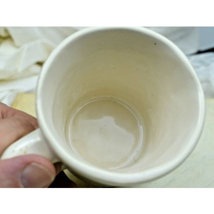 Rare Antique "The Ramtite Co." Mug imperfectly made glazed over