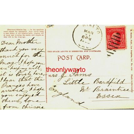 Campanile, Glenwood Mission Inn, Riverside, California, USA, Postcard, 1900s