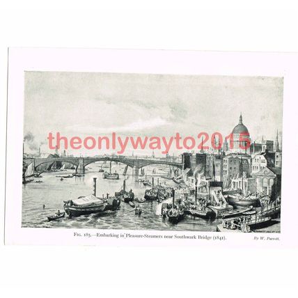 Pleasure Steamers, Southwark Bridge, London, c1841, Book Illustration, c1938