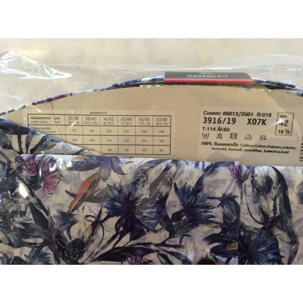 Eterna Mens Floral Easy Iron Modern Fit Shirt Size 38 15" RRP £59.99