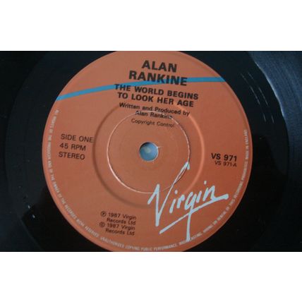 A5-ALAN RANKINE-The World Begins to Look Her Age-UK 7" SINGLE-1987-NM Associates