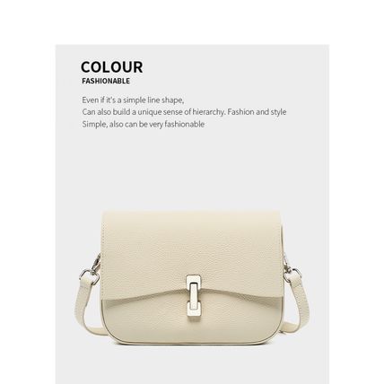 Genuine Leather Women Square Crossbody Shoulder Purse Flap Satchel Handbag White
