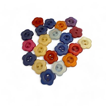 100Pcs Resin Flower Buttons 12mm 2 Holed Mixed Colour Sew on Scrapbook Craft