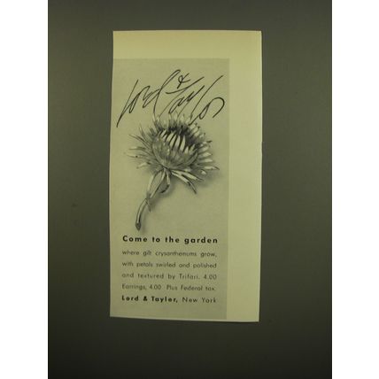 1961 Lord & Taylor Jewelry by Trifari Advertisement - Come to the garden