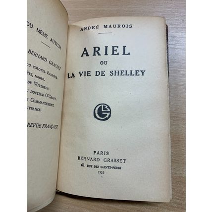 1926 ANDRE MAUROIS "ARIEL OU LA VIE DE SHELLEY" FRENCH ANTIQUE BOOK (P3)