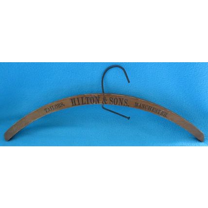 Hilton & Sons Tailors Manchester Lancashire Vintage 1930's Wooden Coat Hanger
