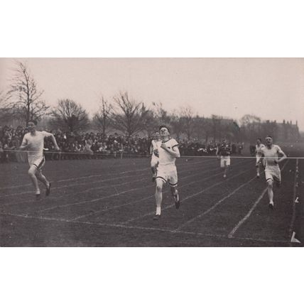 Named Athlete Winning 200m Athletics Race Old RPC Postcard