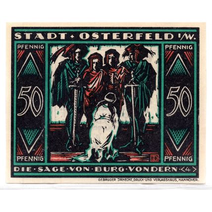 1921 Germany Osterfeld Notgeld 50 Pfennig Note (1221)