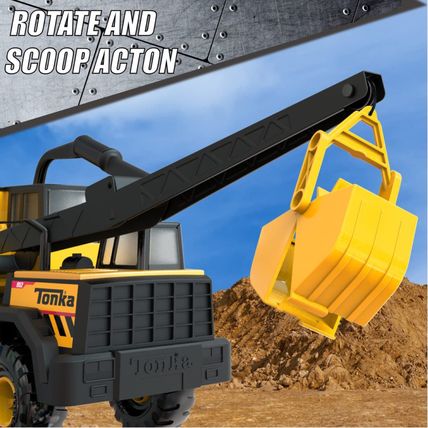 Tonka Steel Classics Mighty Crane - Made with Steel & Sturdy Plastic, Yellow Toy