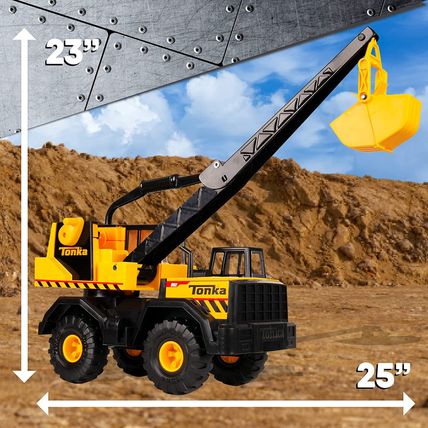 Tonka Steel Classics Mighty Crane - Made with Steel & Sturdy Plastic, Yellow Toy